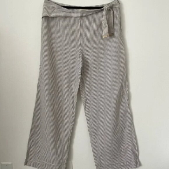 MICHAEL Michael Kors Striped Wide Leg Linen Pants - Picture 1 of 3